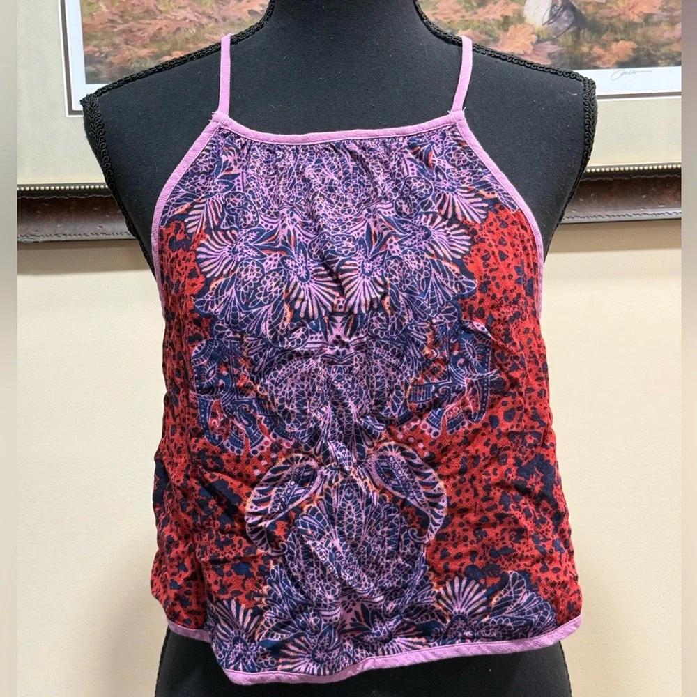Free People Break Free Paisley Print Tie Back Tank